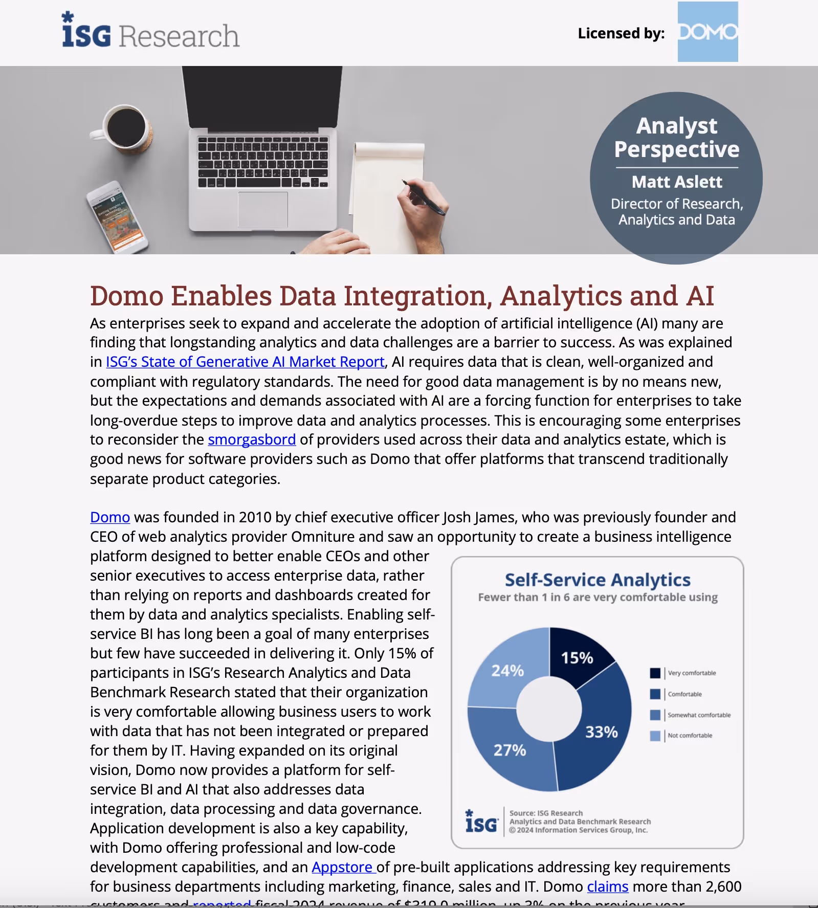 ISG Research: Domo Enables Data Integration, Analytics, and AI